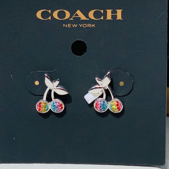 Coach Multicolor Rainbow Cherry Stud Earrings - Picture 2 of 7